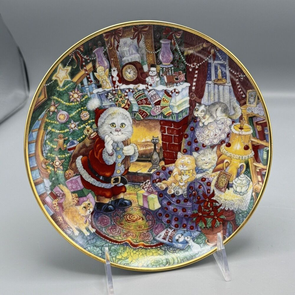 Franklin Mint Not A Creature Was Purring Cats Bill Bell Ltd Ed Collector Plate